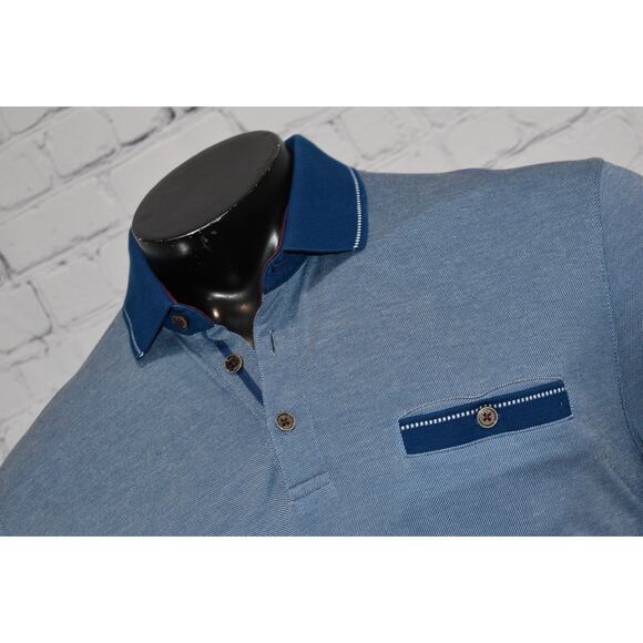 Ted Baker London Golf Polo Shirt Mens Size 6 Large Blue Performance Polyester - Picture 4 of 9